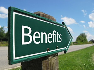 benefits road sign